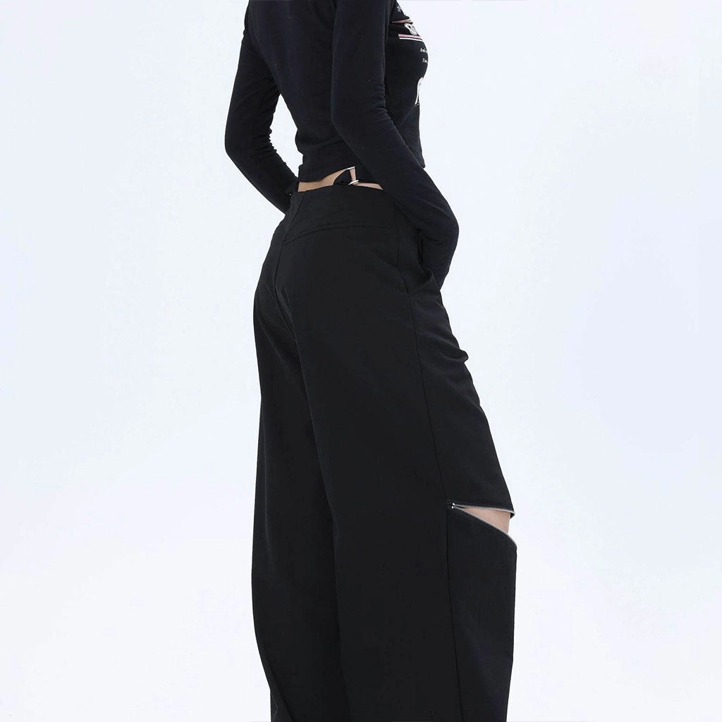 Black Pants with Zipper Details