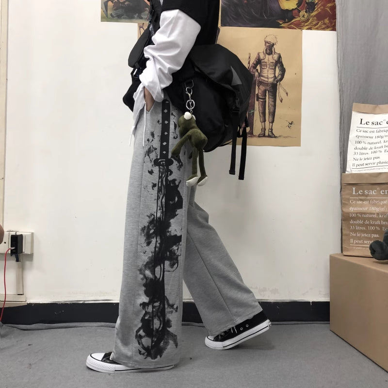 Abstract Print Techwear Pants