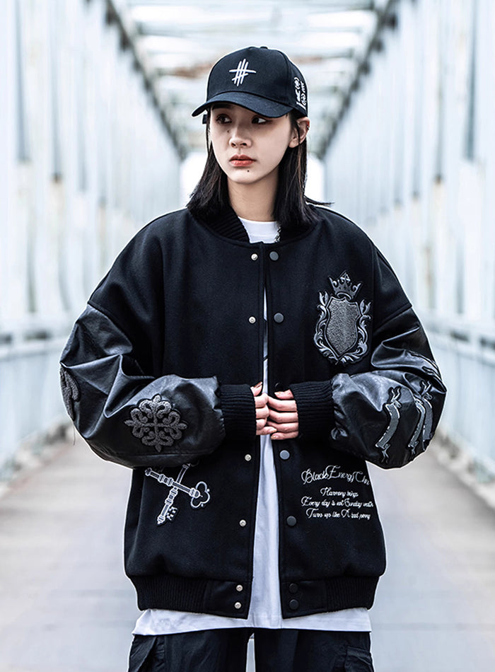 Embroidered Varsity Tech Jacket