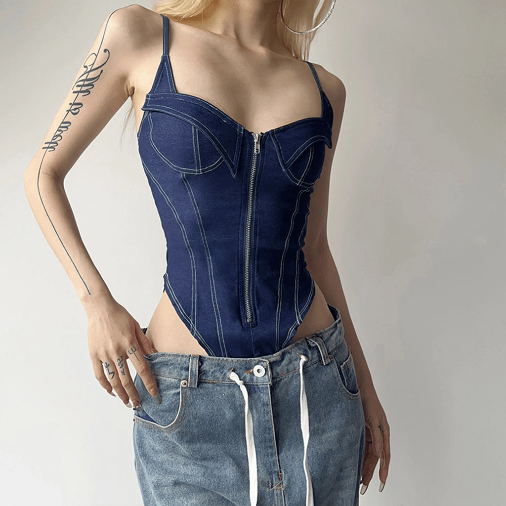 Denim Corset Bodysuit