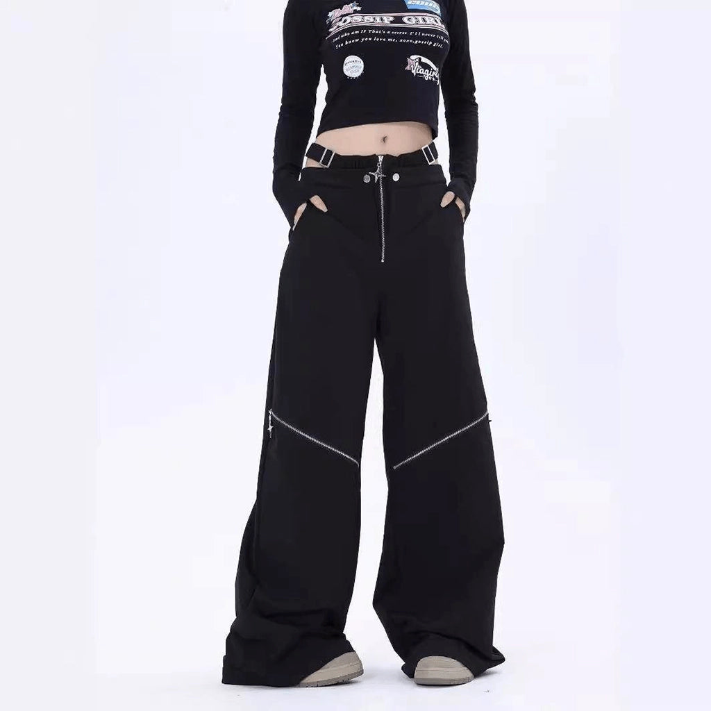 Black Pants with Zipper Details