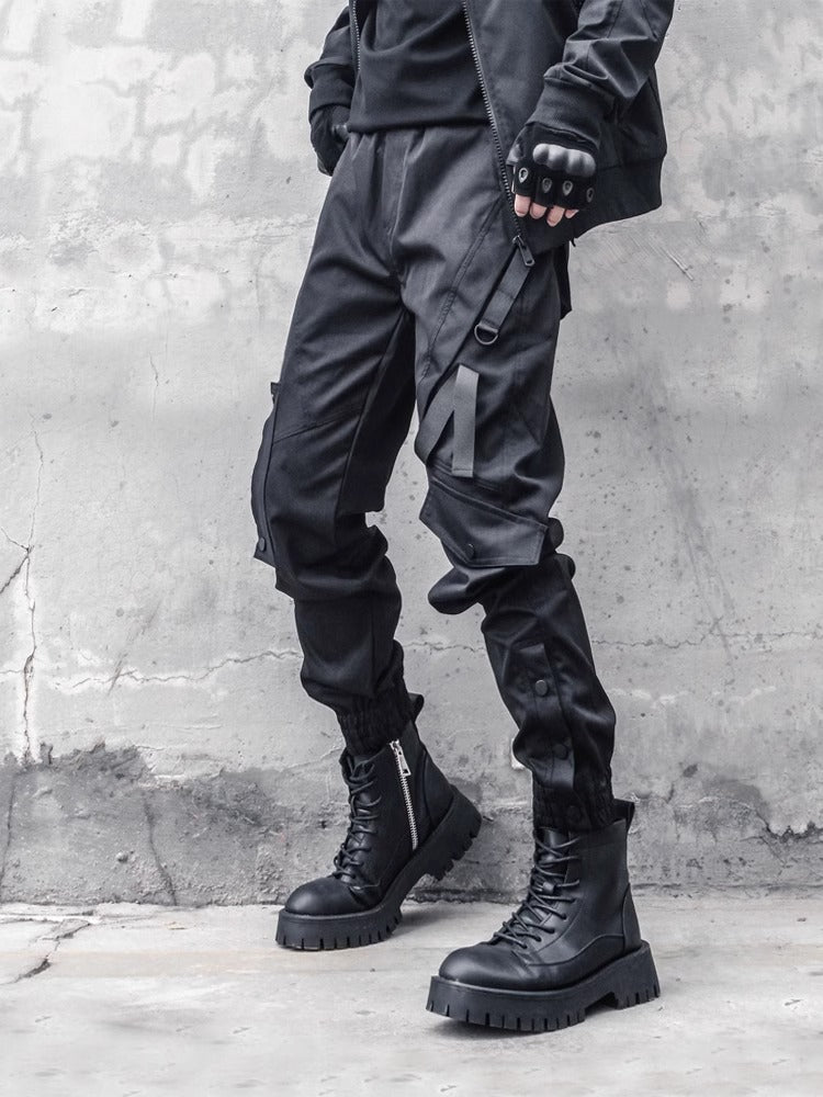 Black Tapered Techwear Pants